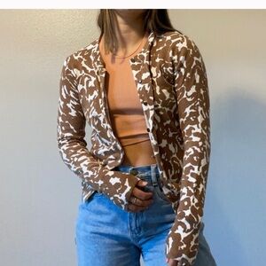 Vintage Y2k Merona animal print cropped cardigan size small
